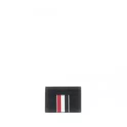 THOM BROWNE 검은색 조약돌 무늬 가죽 이중 카드지갑 7813572