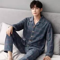 남성잠옷 긴팔 투피스 홈웨어 실내복 상하의 잠옷바지 가을 겨울