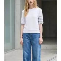 THOM BROWNE 26 텍스처드 코튼 피케 4-바 티 FJS222A J0248 100 4216560