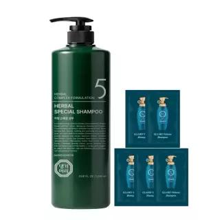 댕기머리 허벌 스페셜 탈모샴푸 1000ml+샴푸 5매 두피 각질 진정 모공 블랙푸드 한방 발효