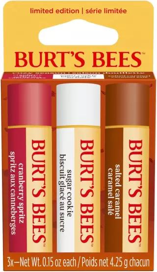 Burt's Bees 버츠비 립밤 선물 세트, 크랜베리 스프리츠, 솔티드 카라멜, 슈가 쿠키, 립 멀티팩, 100 성분,