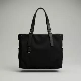 DOFFJASON 스웨이드 레더 백참 토트백 BLACK