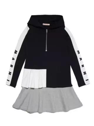 MARNI KIDS 마르니 로고 슬리브 후드 원피스