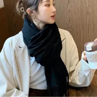 여성 캐시미어 보온 넥워머 머플러 목도리 숄 겨울 스카프 여성 목도리 귀도리 머플러 남성 남자 블랙