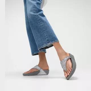핏플랍 Fitflop 여성 루루 크링클 쉬머 토포스트 샌들 E6J-C91