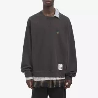 미하라야스히로 프론트 라벨 트리플 레이어드 스웨트셔츠 NJ16PO752 BLACK