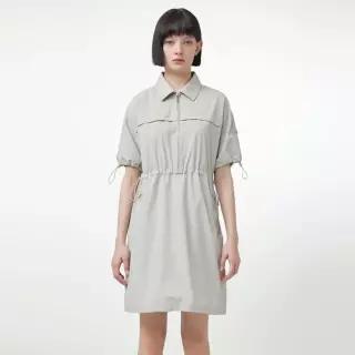 헌터 WOMEN 반소매 우븐 원피스 웜그레이 HEW0001AEZWAG