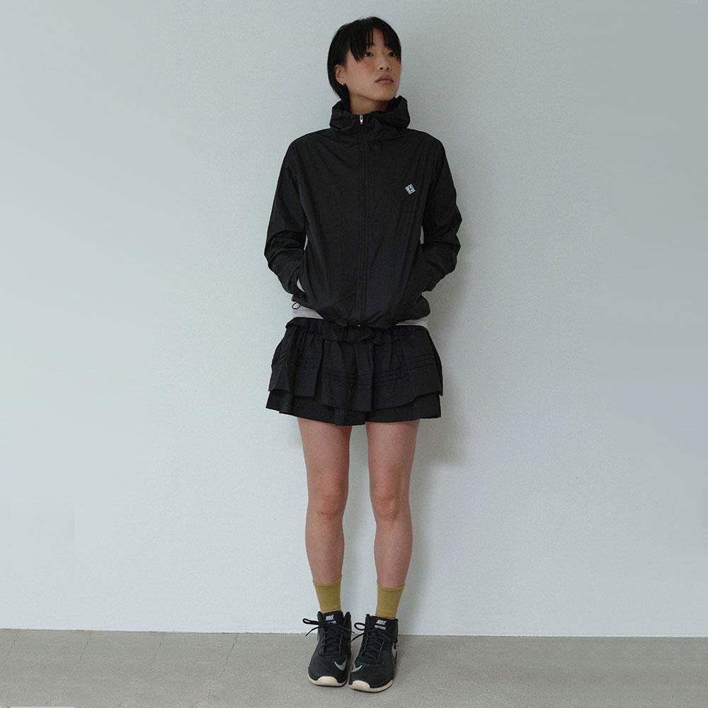Washing frill mini skirt _ Black
