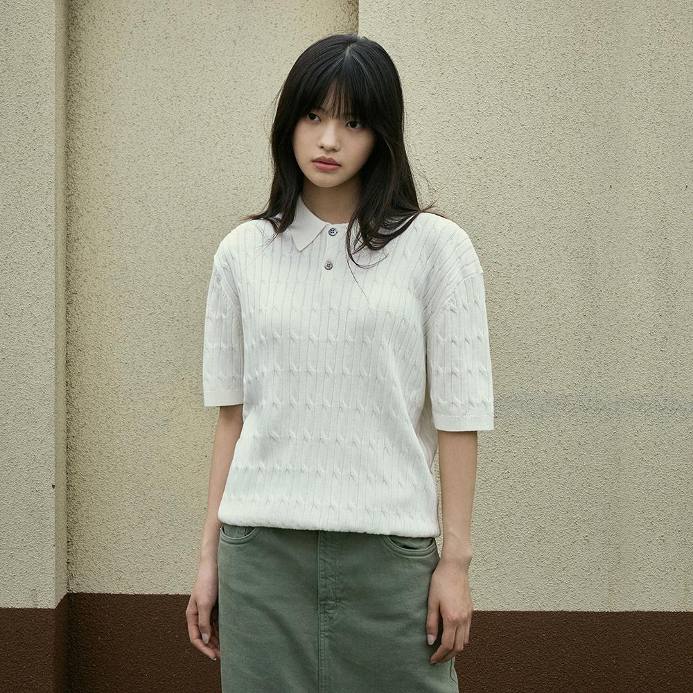 케이블 카라 쿨 드라이 반팔 니트 MNT110 / 6color W