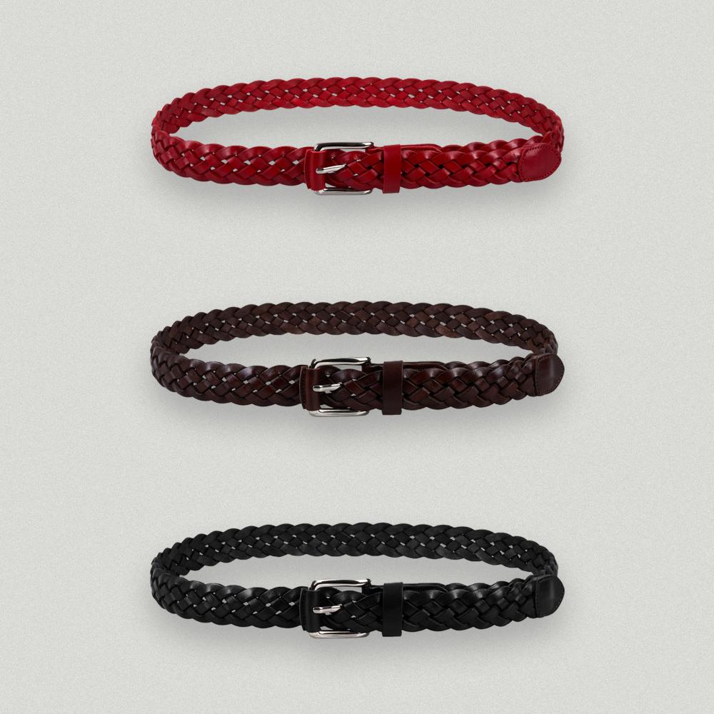 wide twist belt_ red / brown / black