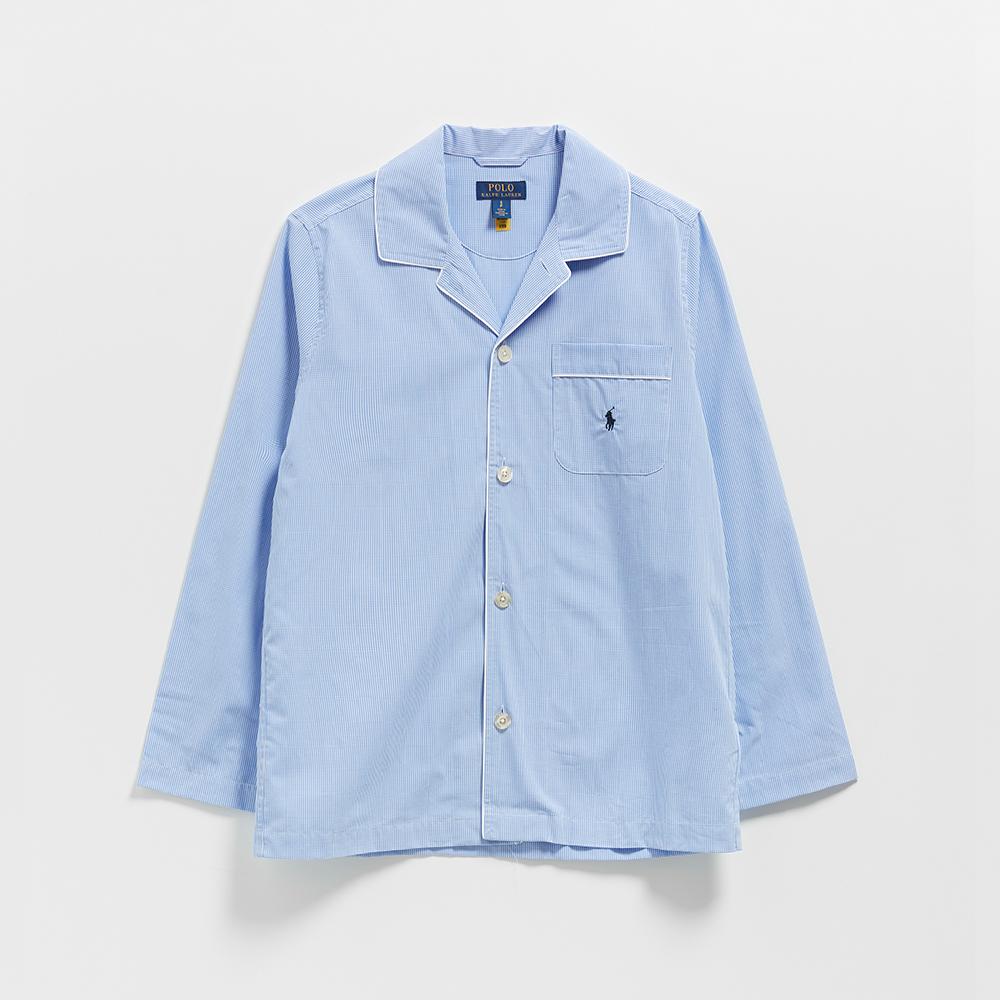 깅엄 포플린 롱 슬립 세트 (BLUE)