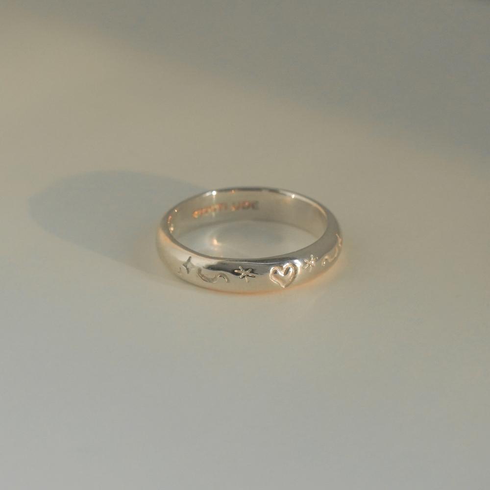 [SILVER HEART SCAPE ENG RING