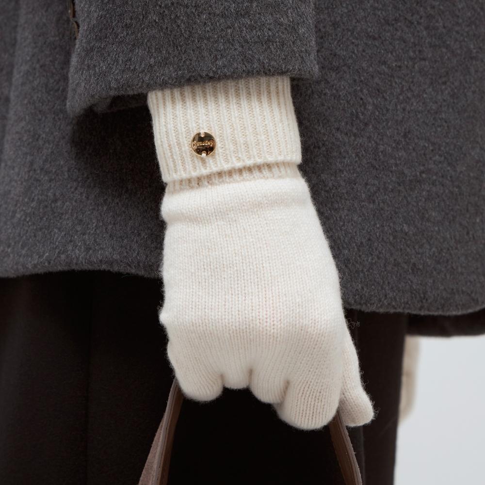 wool knit gloves - ivory