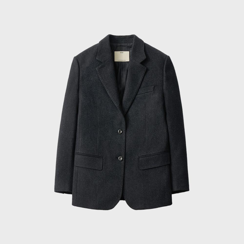 W Wool Single Breasted Jacket_Charcoal Gray