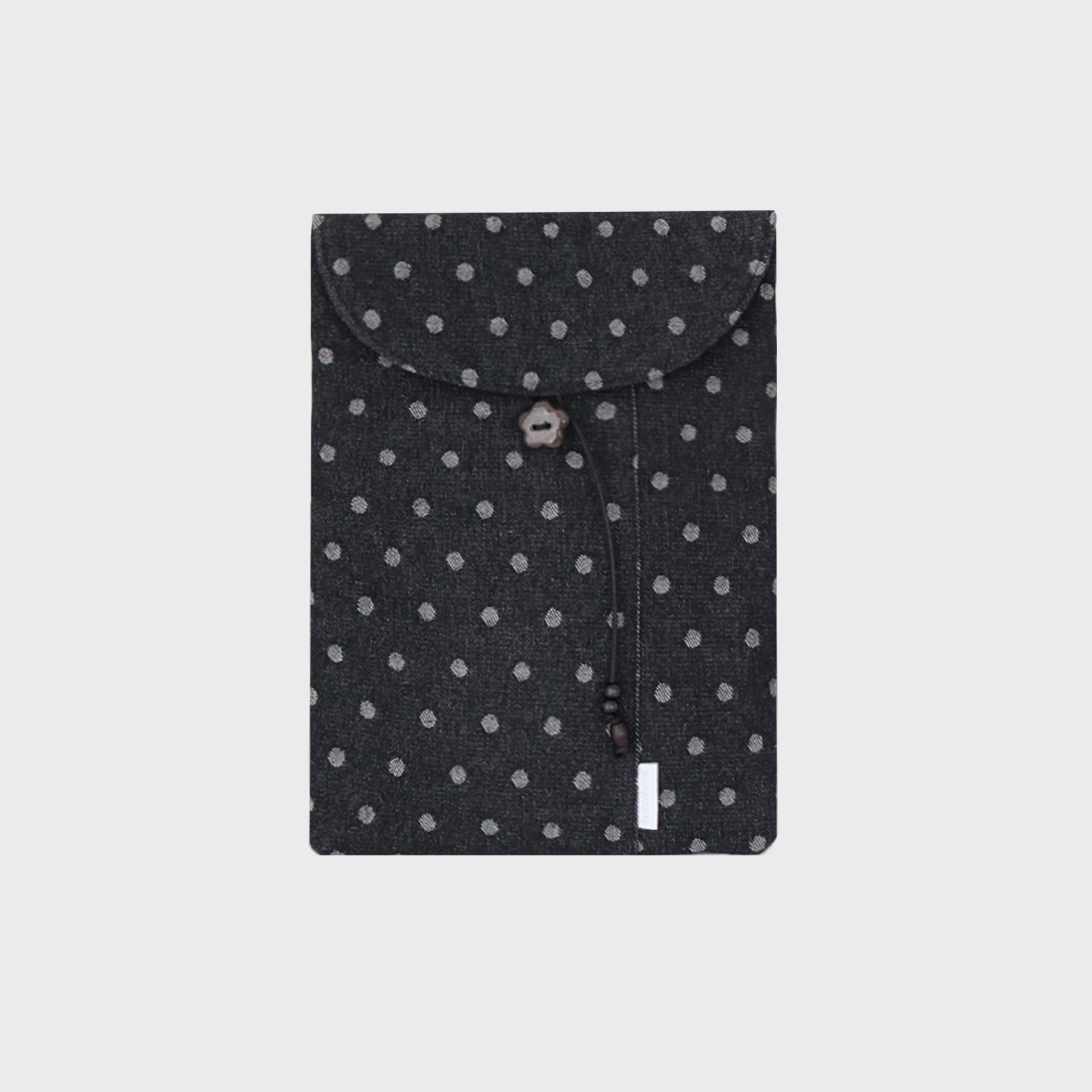 black dot denim laptop pouch