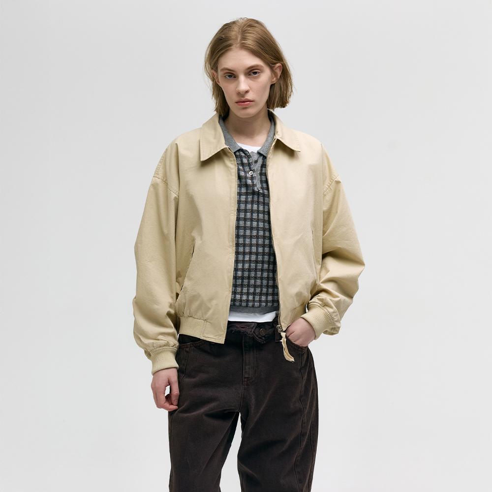 WASHED COTTON BOMBER JACKET_beige