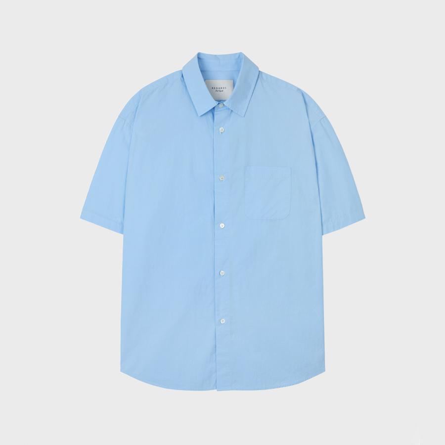 Loose Fit Short-Sleeve Shirt - Soft Sax