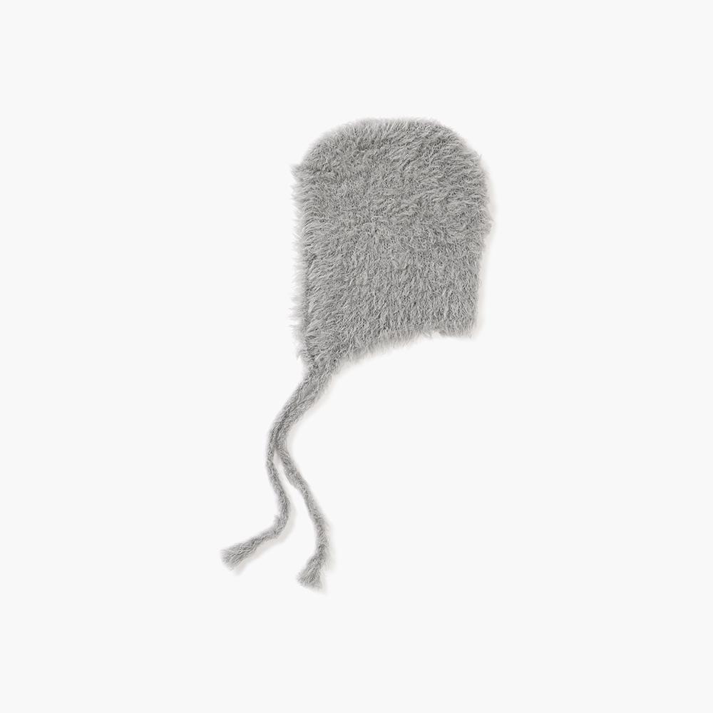 HAIRY EARFLAP BEANIE_melange grey