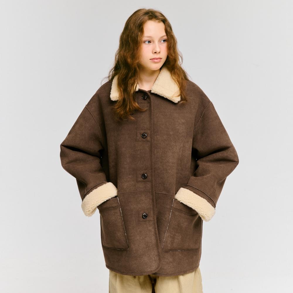 reversible shearing half mustang - dark brown