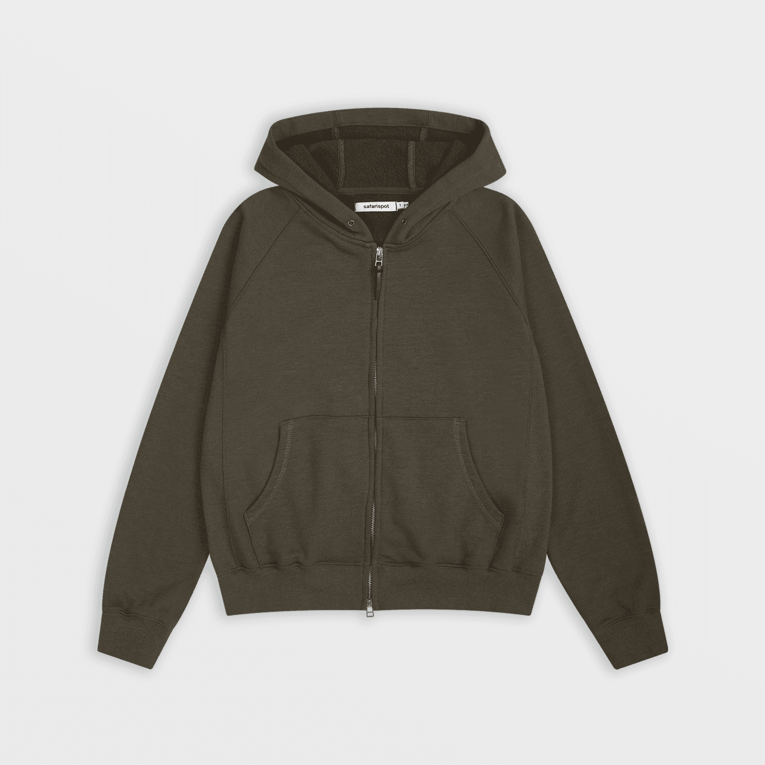 Regular Cotton Hoodie Zip Up (Olive)