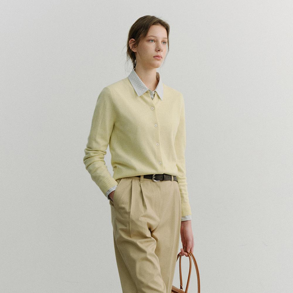 ESSENTIAL CREWNECK KNIT CARDIGAN LEMON_UDSW6A209Y1