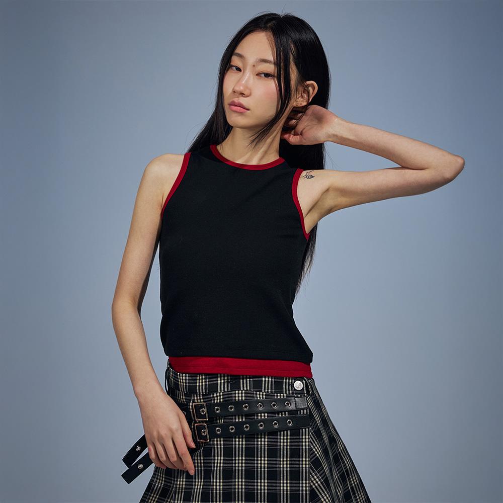 Slim Fit Layered Sleeveless (Black/R)