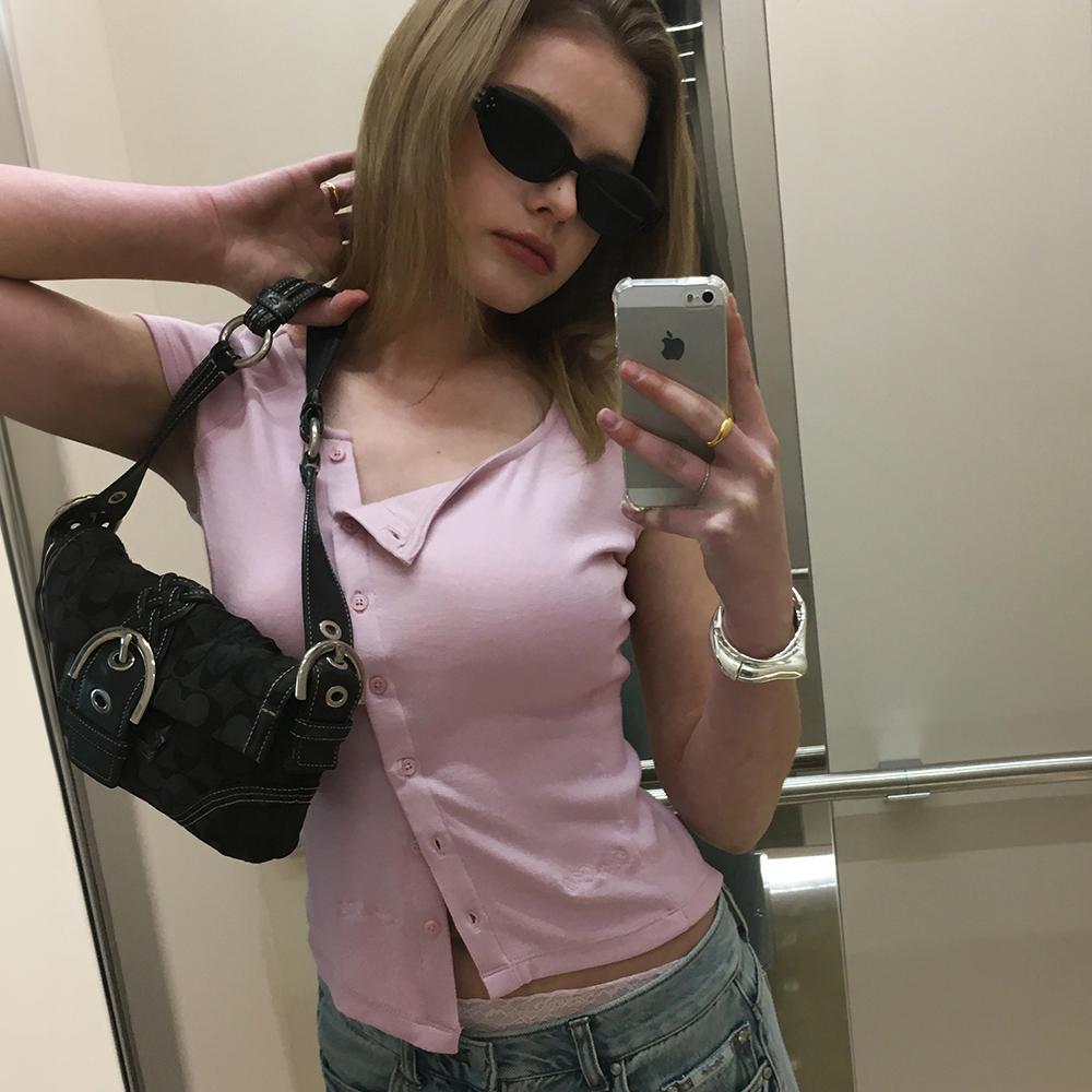 Edith Button Up Blouse-Pink