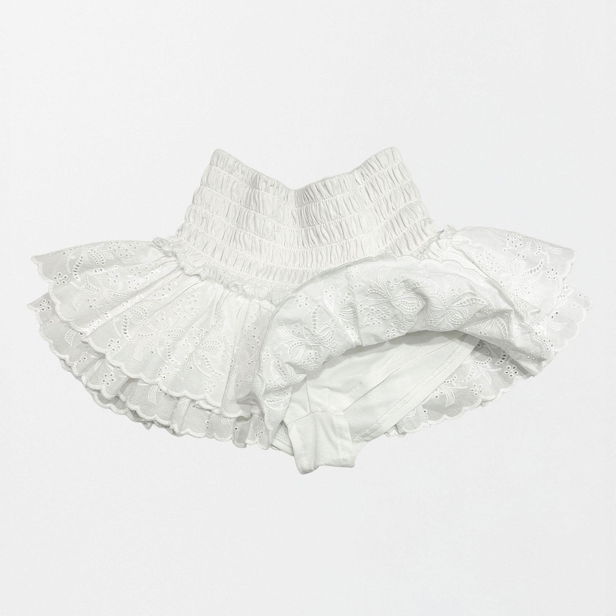 Eyelet Tutu Mini Skort White
