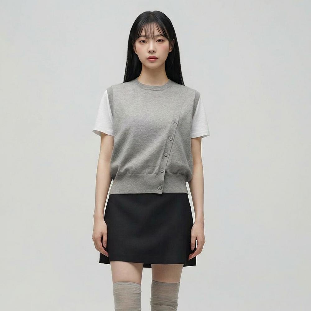 단추 트임 라운드 베스트 AS1KV160