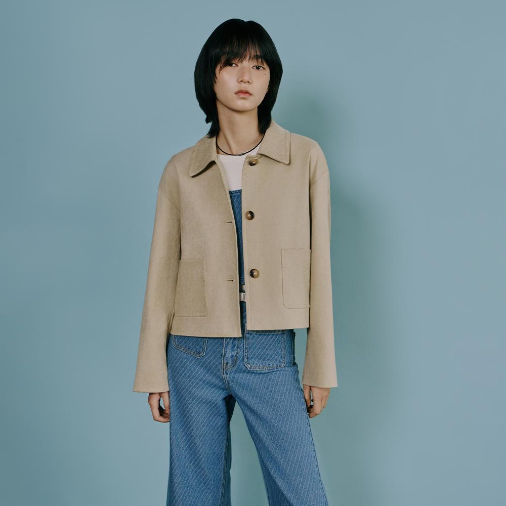 포켓 카라 페이크 레더 자켓 AS1LZ261