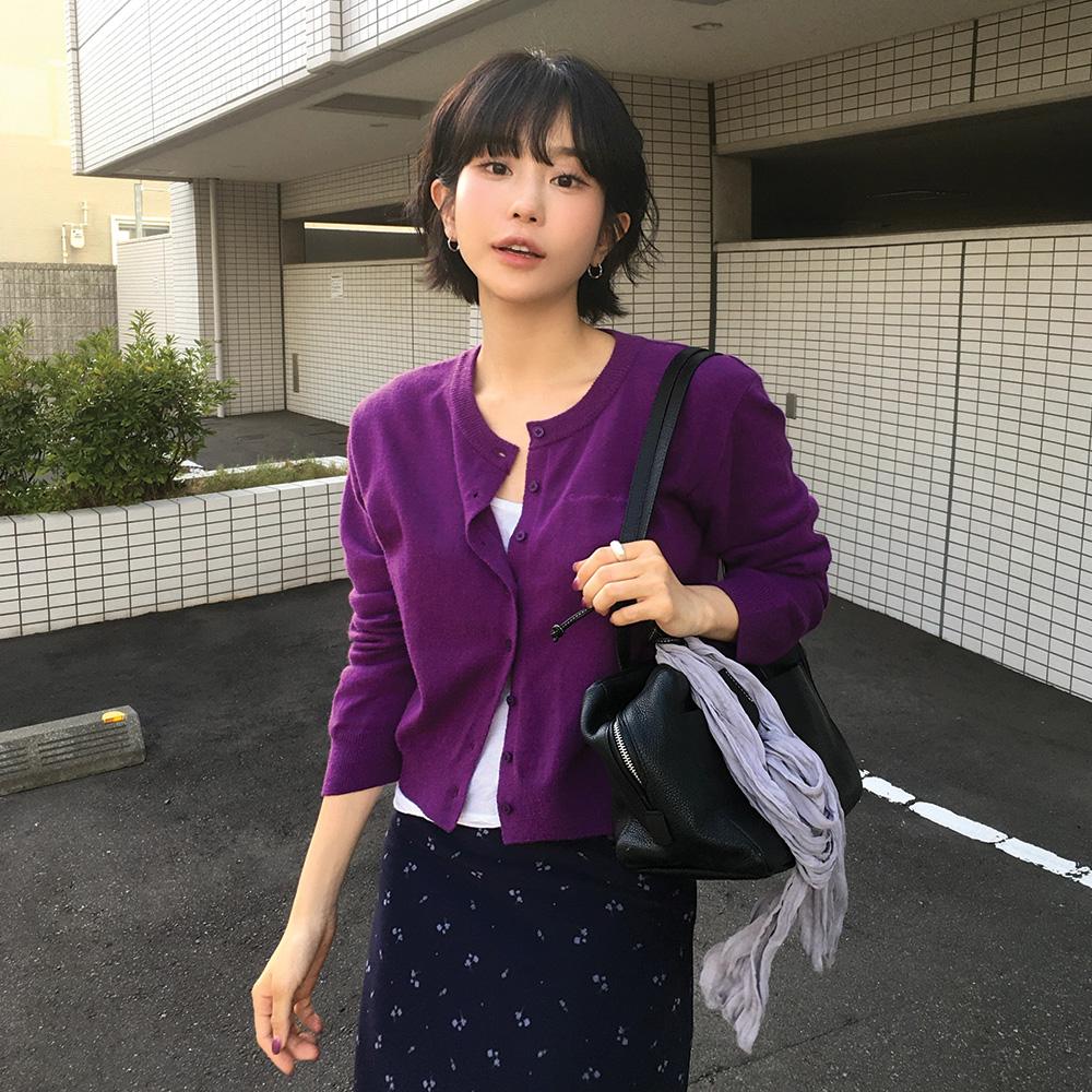 BASIC WOOL ARCHIVE CARDIGAN PURPLE