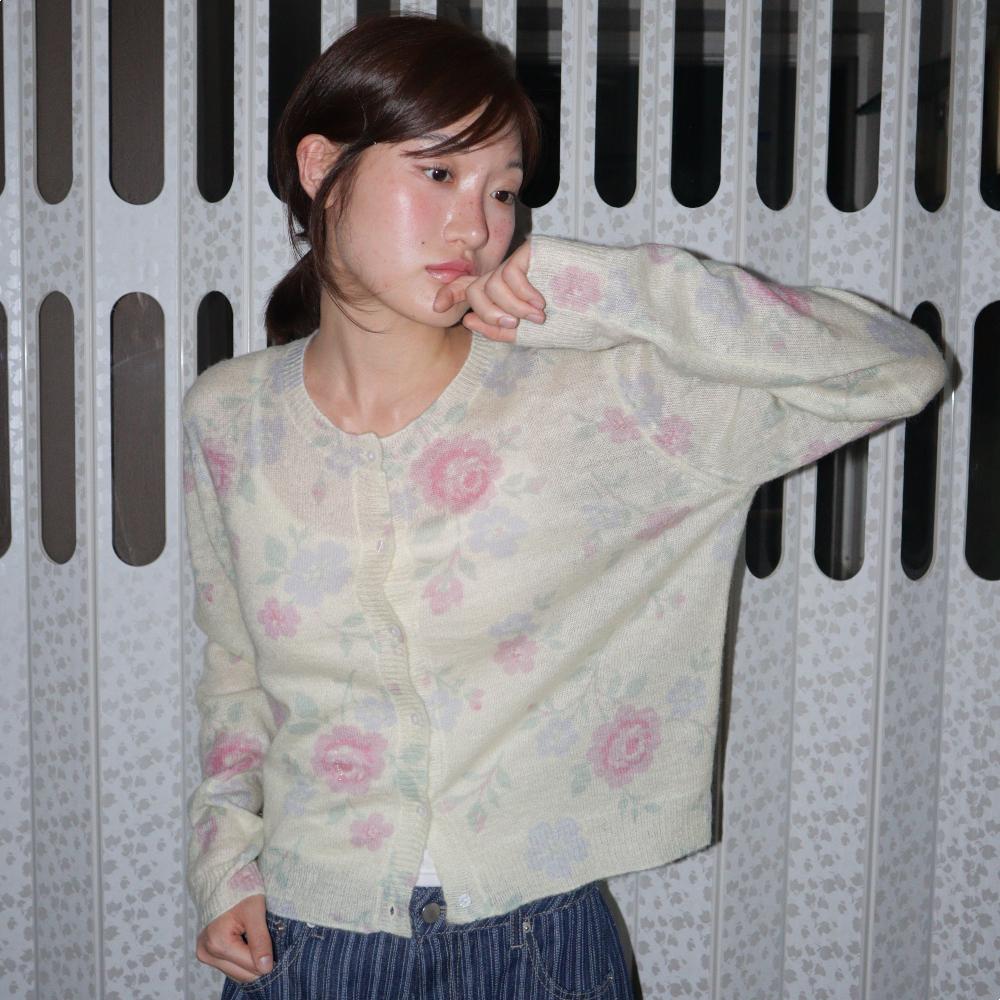 VINTAGE FLORAL CARDIGAN YELLOW