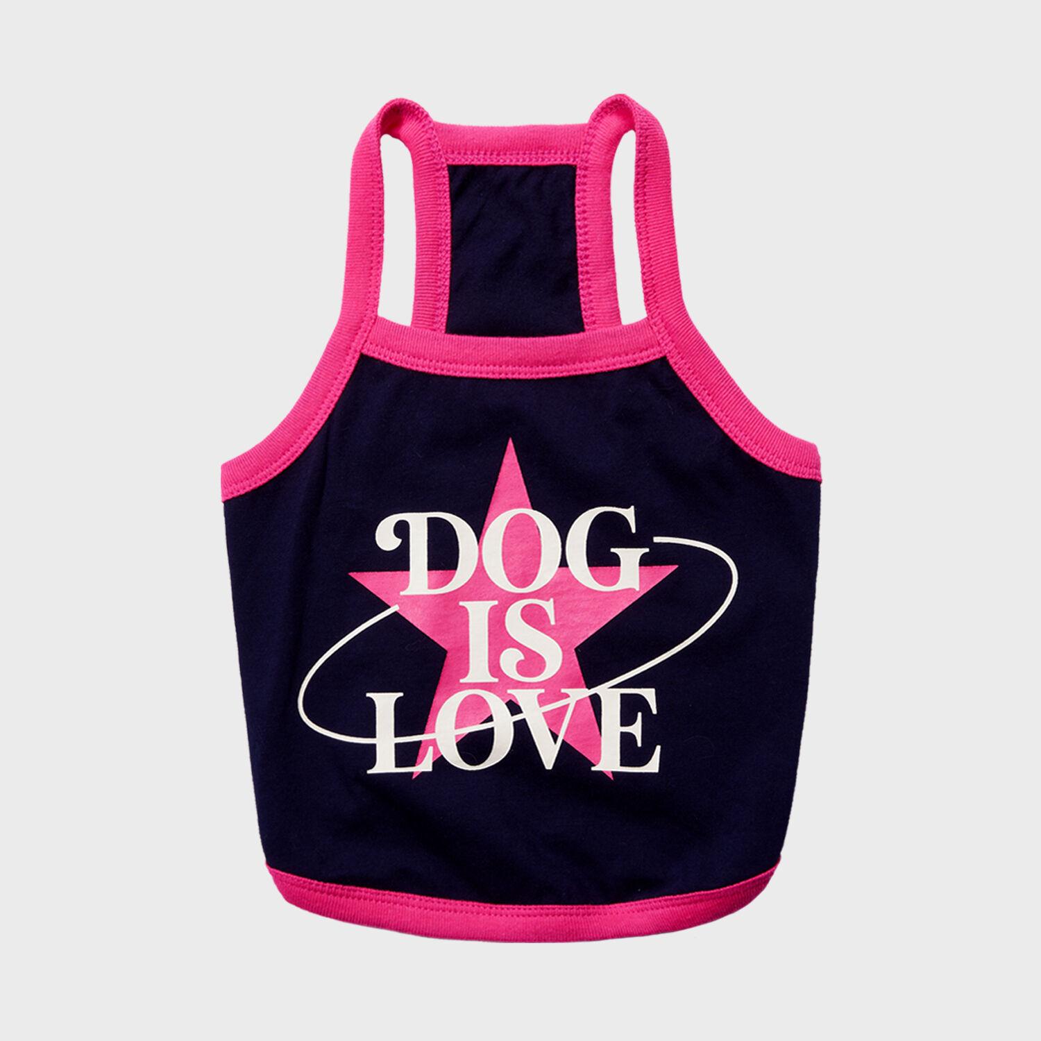 PET Dog is love 스타 그래픽 티셔츠 네이비