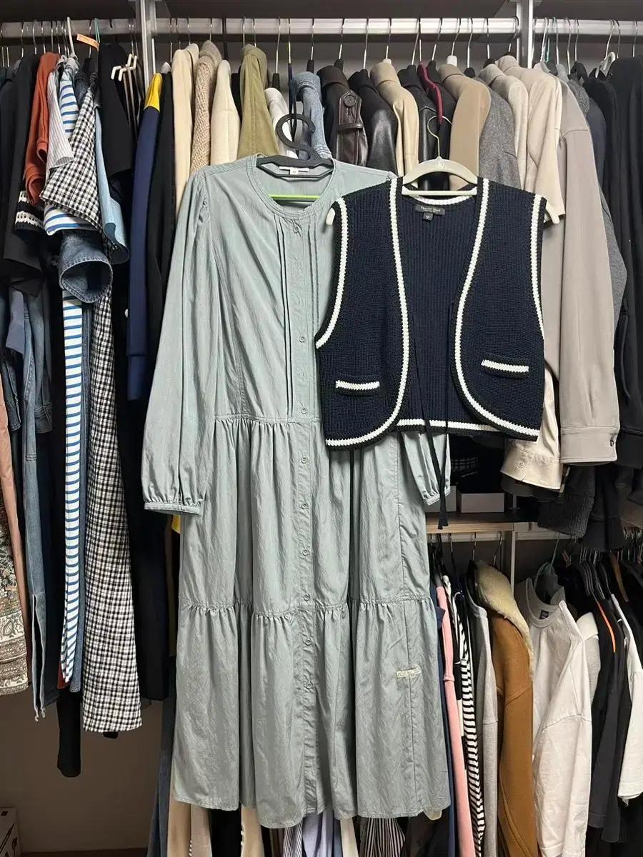 써스데이아일랜드 니트 베스트 + 원피스 (세트 판매)