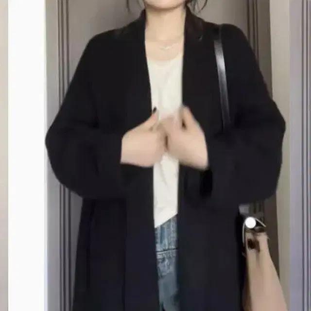 쎄샵 ST19 비스코스 초가을용 오픈 롱가디건 블랙 FREE5566-1