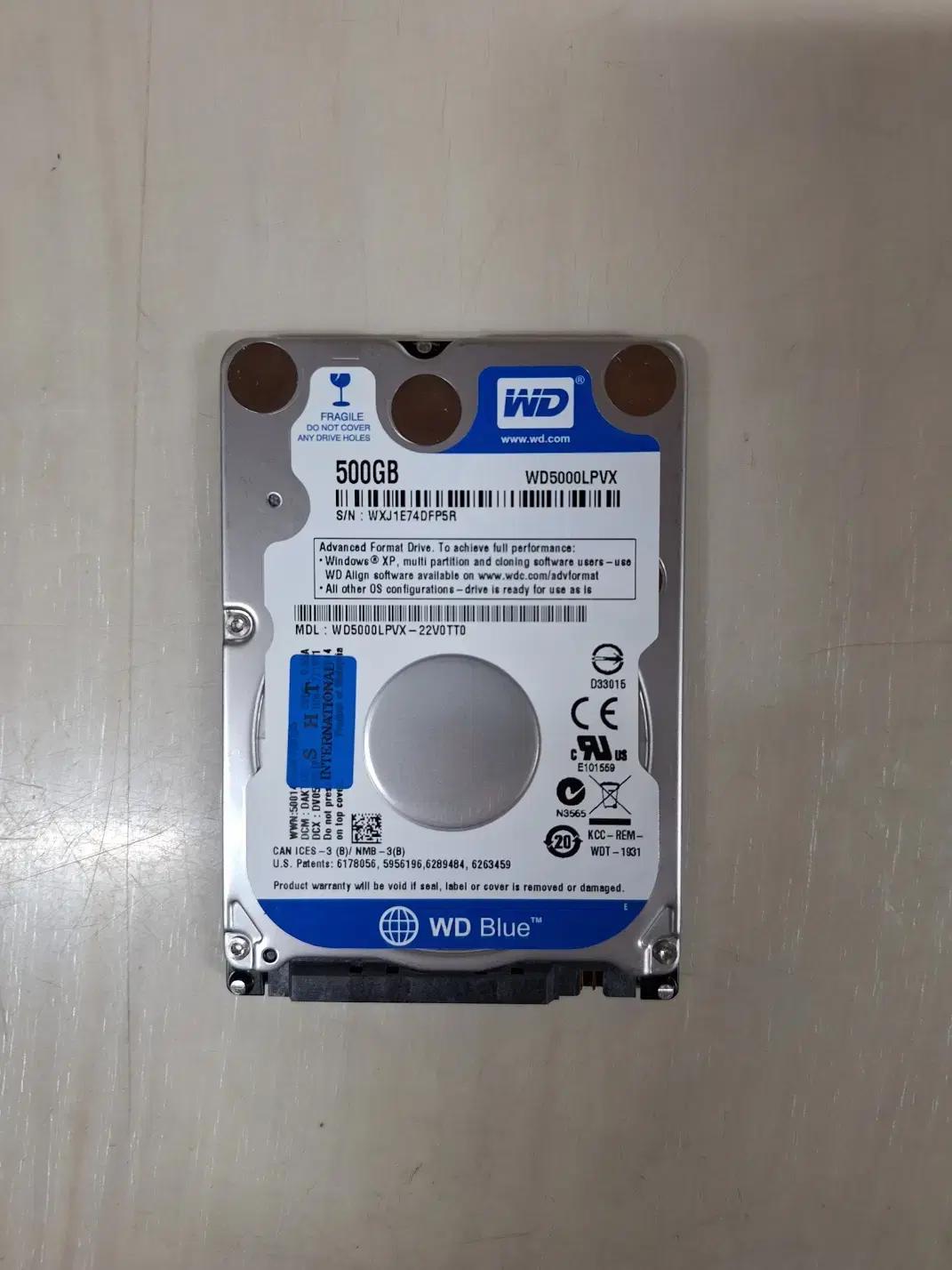 노트북 하드 WD 웨스턴디지털 HDD 500GB 슬림 2.5인치