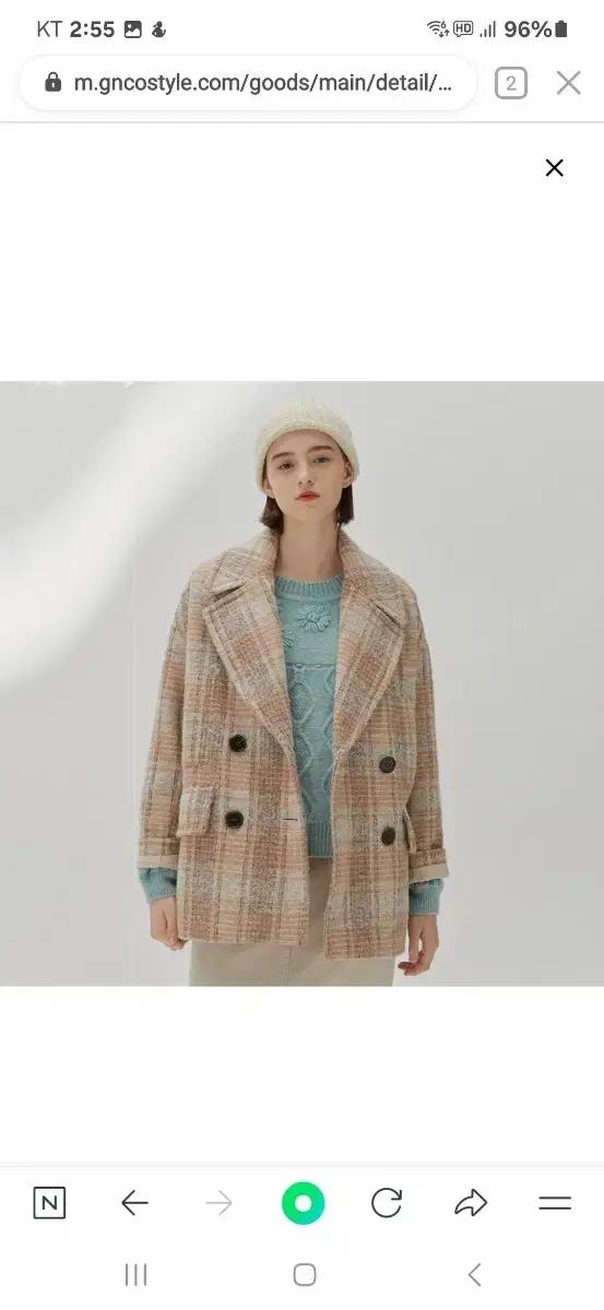 써스데이아일랜드 체크오버핏반코트