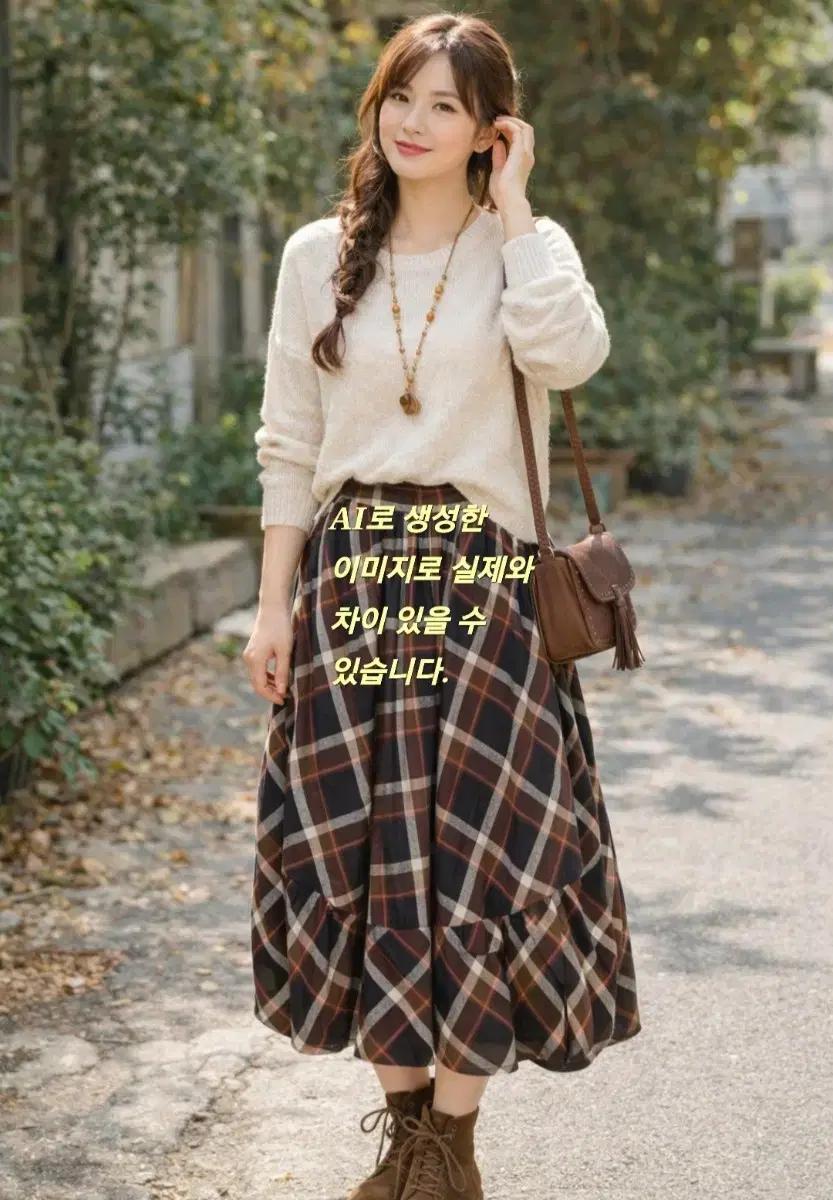 프리~보통 77) 써스데이아일랜드 뒷밴딩 항아리형 면 롱 스커트