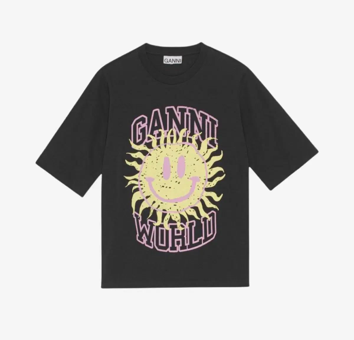 ganni 가니 스마일리 티셔츠 팬텀