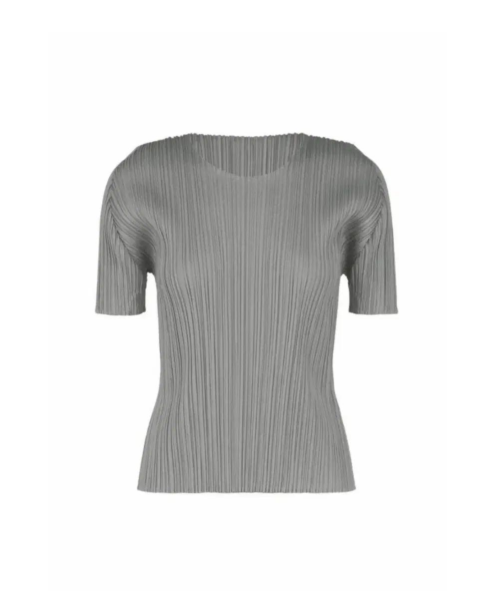 플리츠플리즈 베이직 반팔탑 그레이