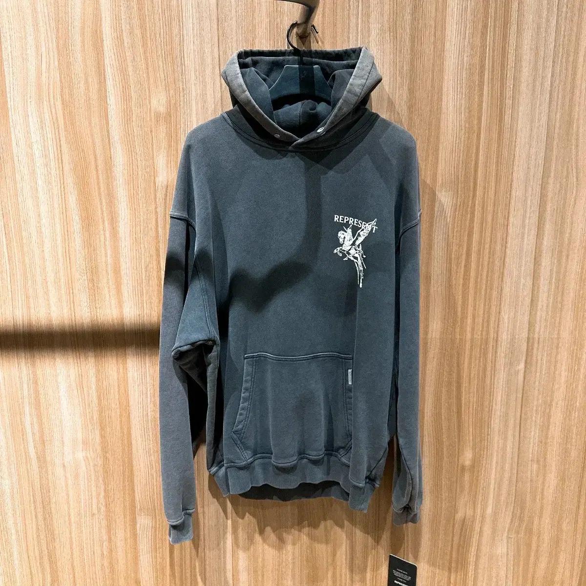 (정품/새상품) 리프레젠트 남성 빈티지 그레이 페가수스 후드