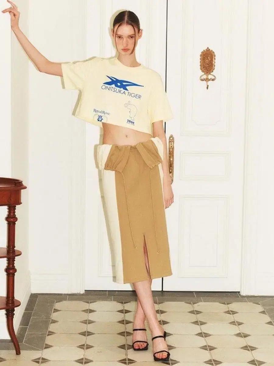 오미츠카타이거 Onitsuka Tiger 배색 니트 스커트 (새제품)