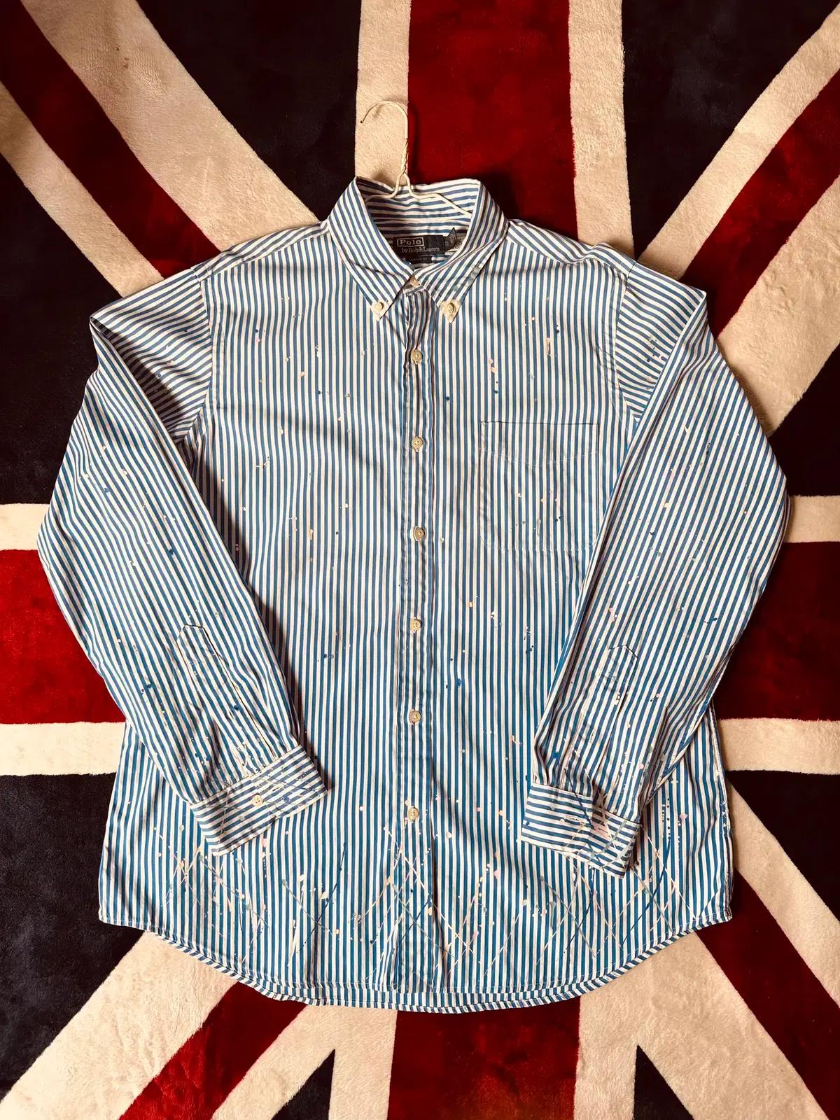 폴로/블루 스트라이프 버튼다운 페인팅 셔츠/XL사이즈 판매합니다.