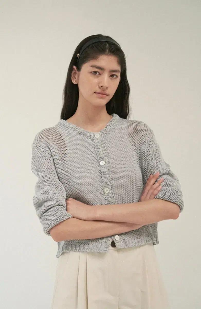 howus 페이퍼 가디건 스카이블루