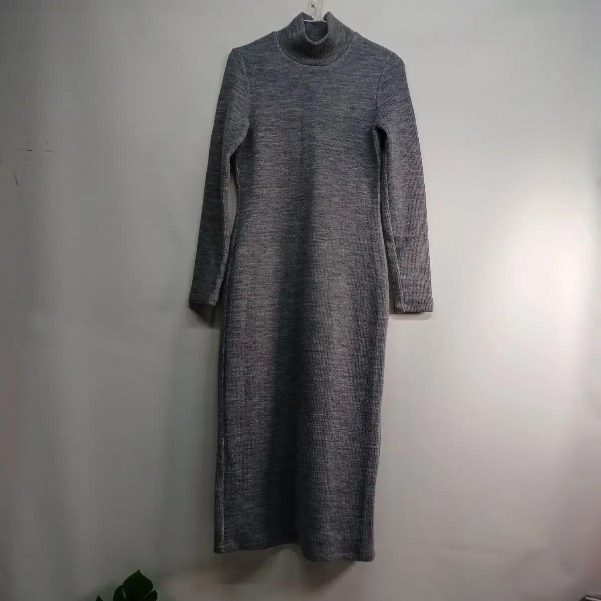 골지 니트 롱 원피스 회색75사이즈 가을 겨울510019