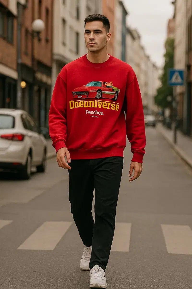 Peaches 피치스 One Universe 맨투맨 레드