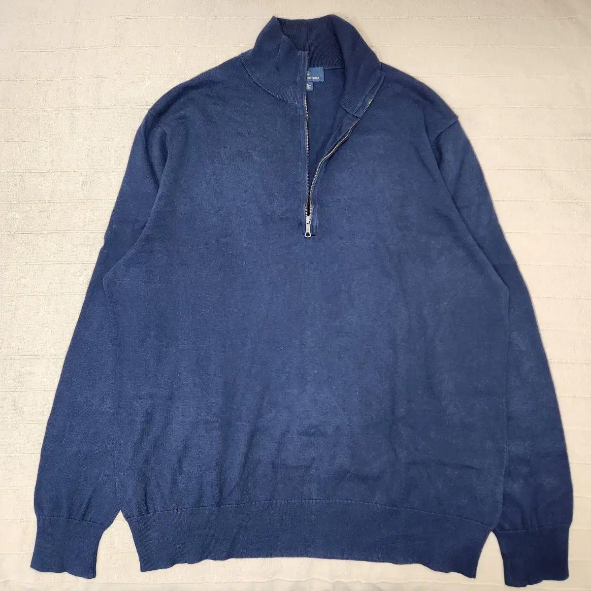 브룩스브라더스 네이비 코튼 쿼터 집업 니트 L