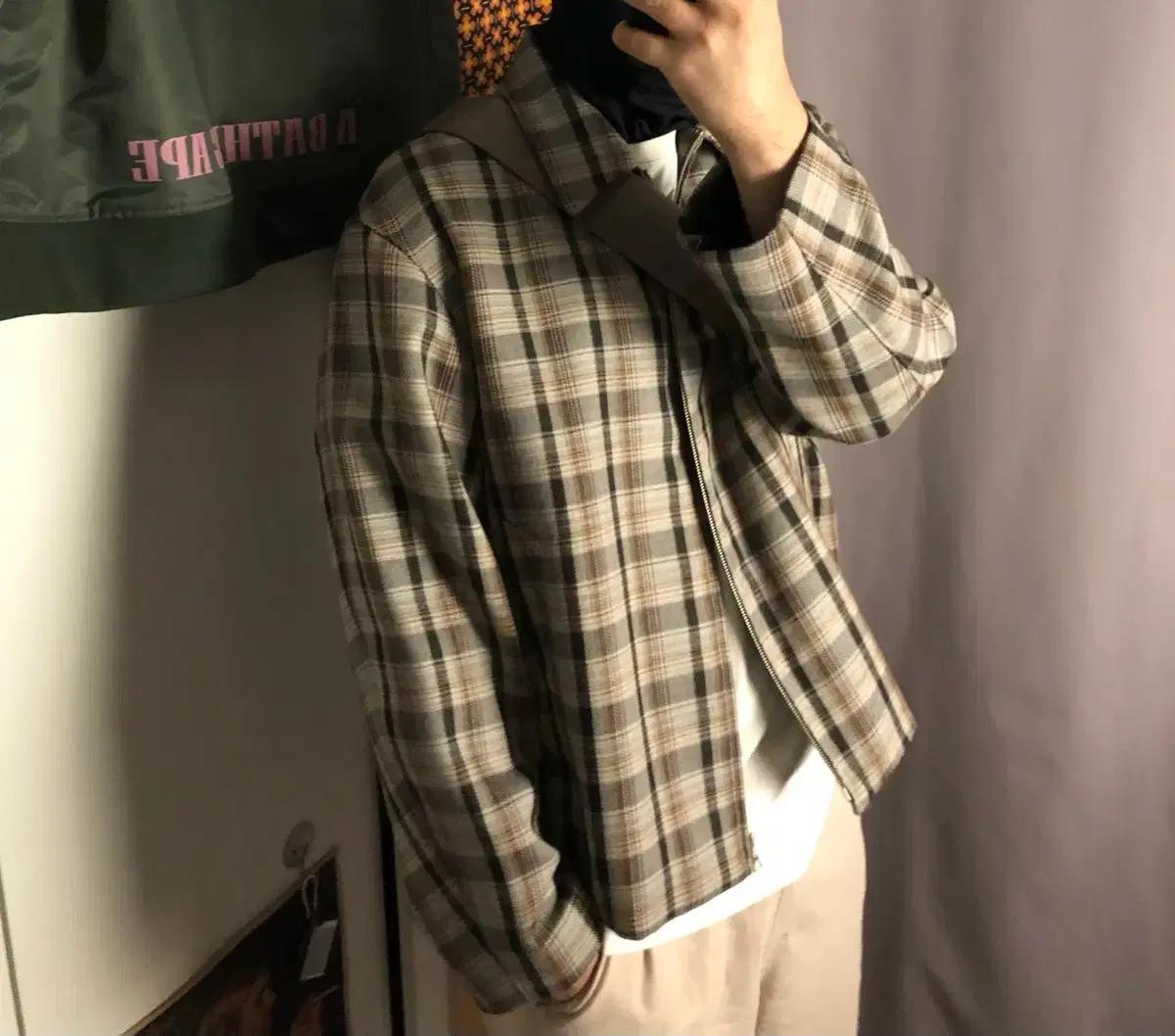 오라리 더블페이스 체크 블루종