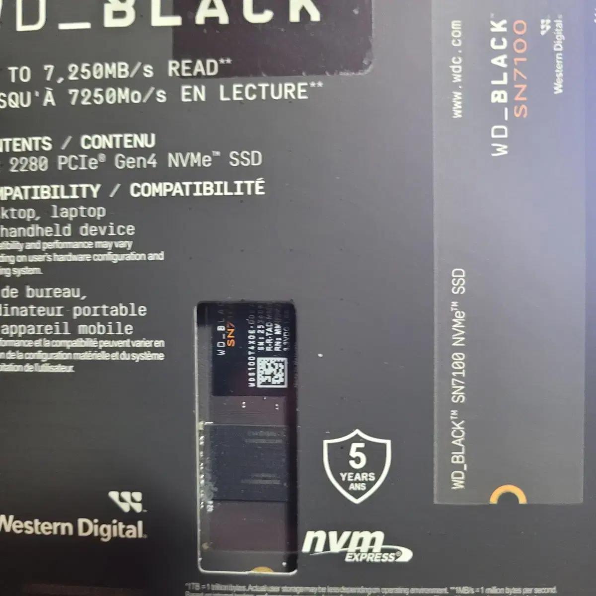 WD Black SN7100 1TB M.2 SSD 미개봉