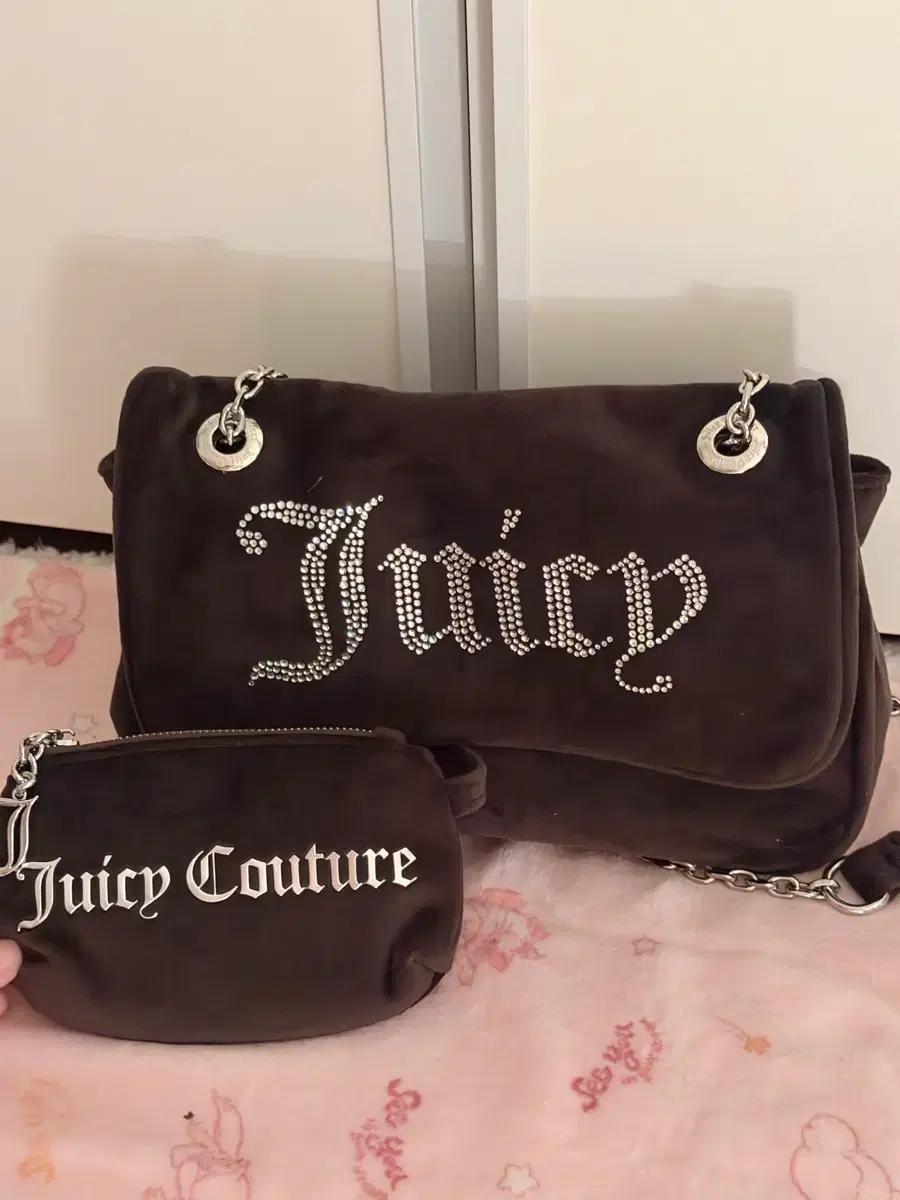 쥬시꾸뛰르 브라운 벨벳 체인백 베이비메탈클럽 베이비베어